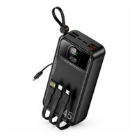 Power bank Demgel DE2035, 45 000 mAh, carga rápida de 25 W, 4 cables integrados, negro